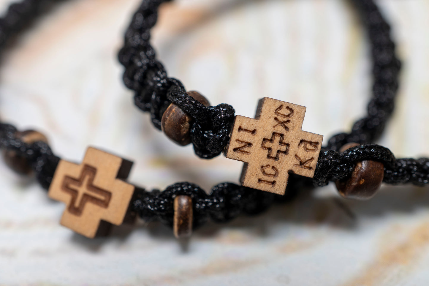 Handcrafted Orthodox Macrame Prayer Rope Bracelet - Adjustable Christian Cross Komboskini