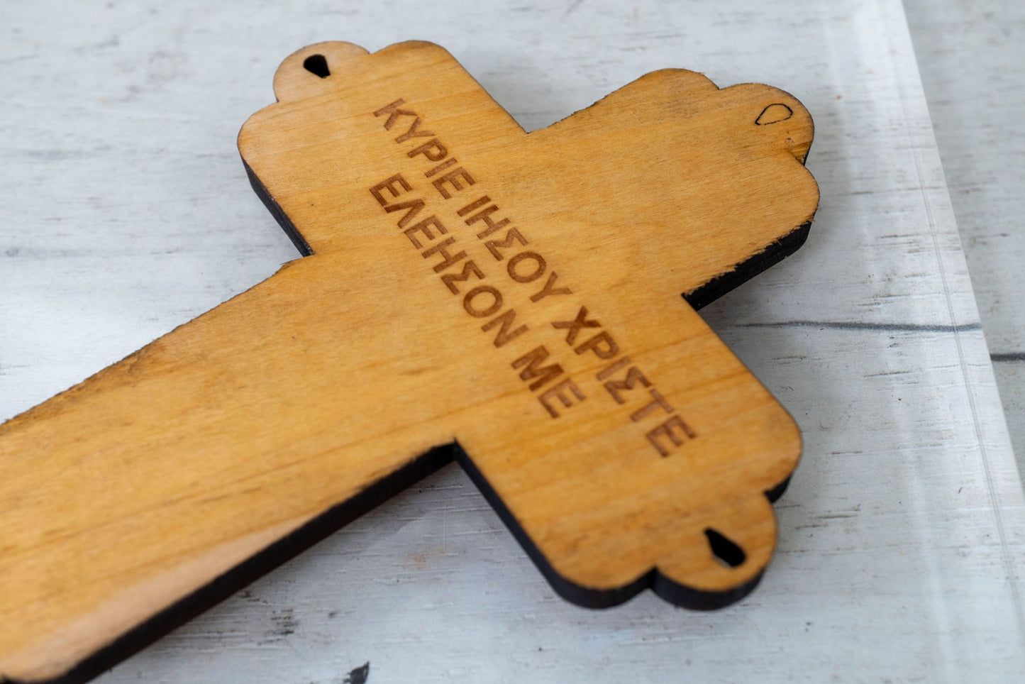 Handmade Wooden Blessing Cross with Crucifixion Engraving - 24x11 cm (9.45x4.33 in) - Home Altar and Wall Decor