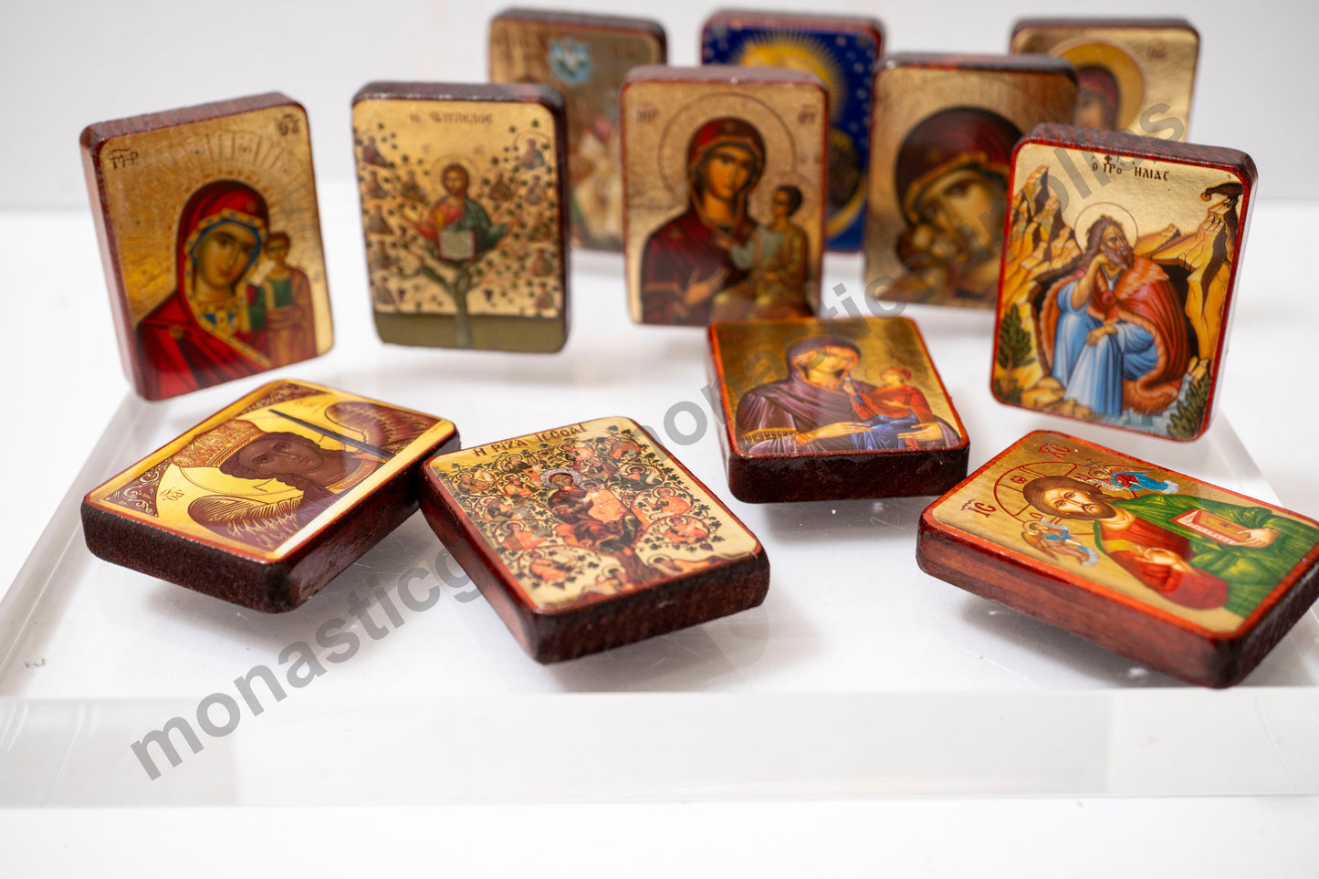 Sts. Cosmas & Damian Mini Handmade Orthodox Icon – Gold Leaf, Scratch-Resistant