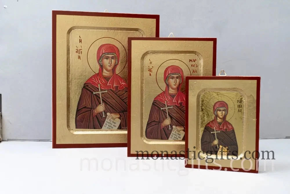 Agia Markella -Saint Marcella Protector Of Young Women-Sainte Marcelle - Santa Handmade Wood Icon