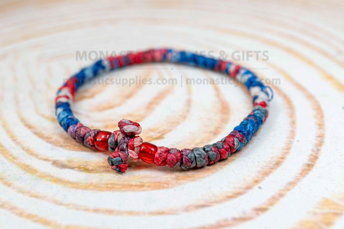 Prayer Rope Komboskini Bracelet French Tricolor Pattern - Handmade Orthodox Multicolor Wristband