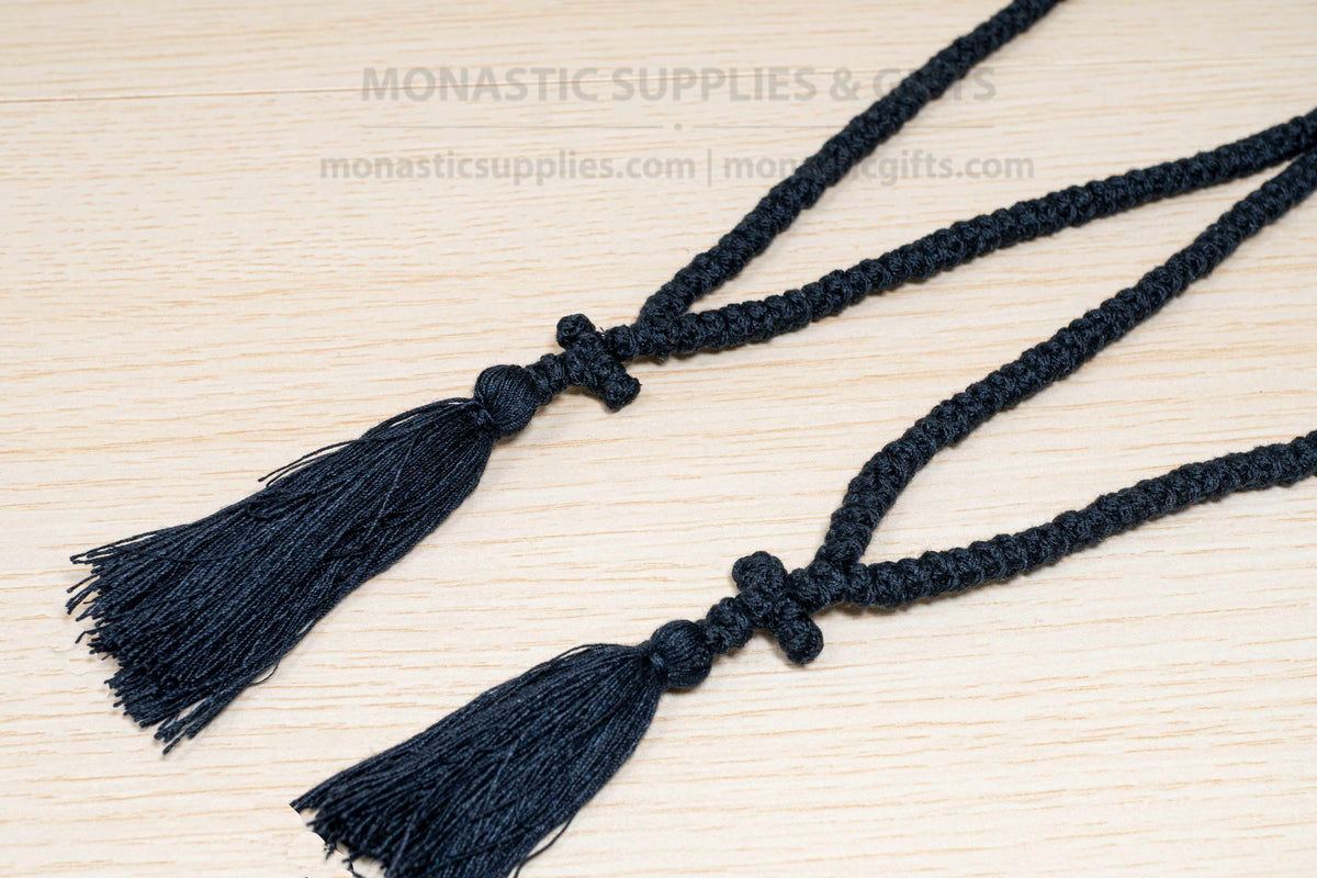 Prayer Rope 100 Knots Komboskini - Black Authentic Pure Wool Traditional Orthodox Chotki