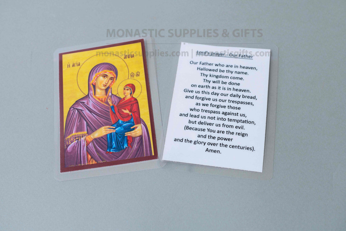 Saint Anna Byzantine icon prayer cards set of 10 with Troparion hymn on back laminated pocket cards made in Greece