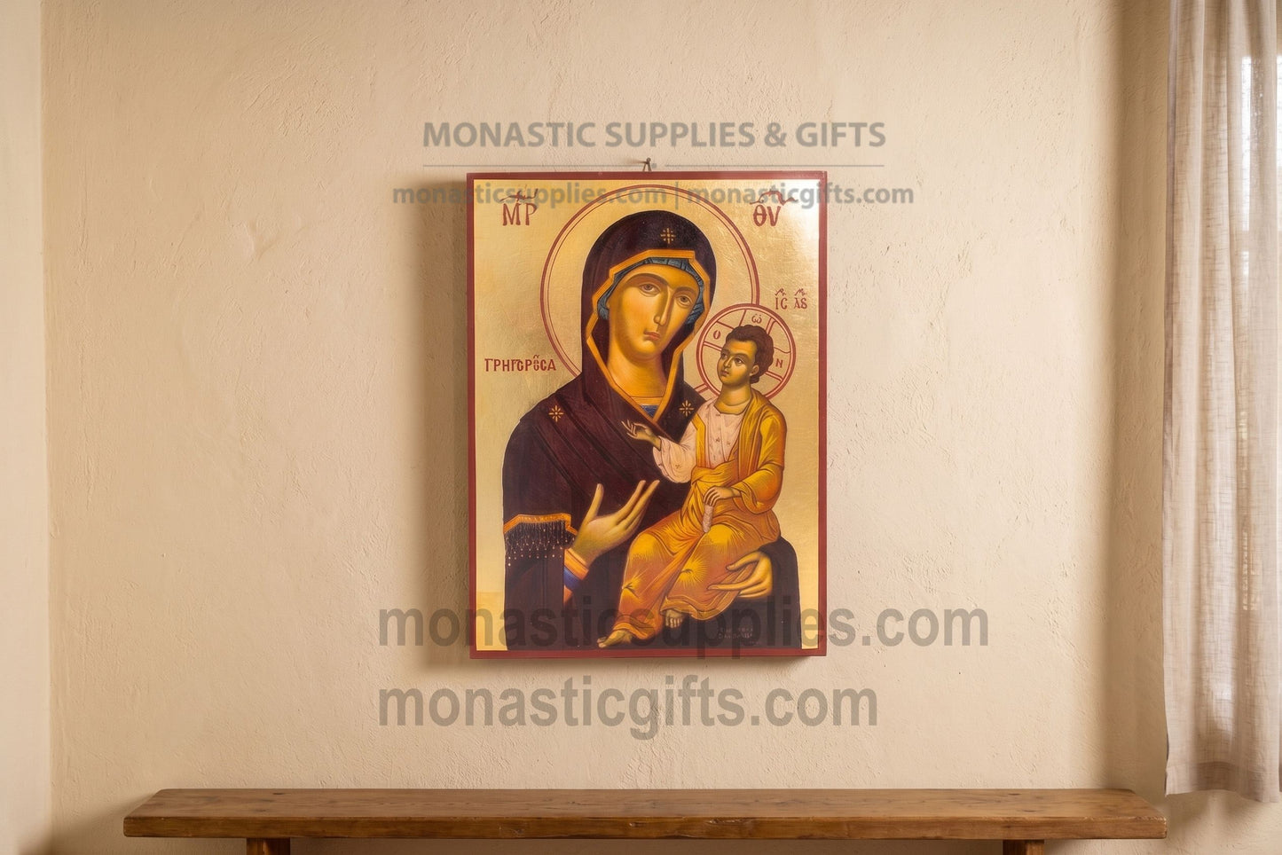 Authentic Handmade Virgin Mary Who Responds Quickly Byzantine Icon on Genuine Gold Leaf, Large Wooden Wall Art (30x40cm - 12x16in)