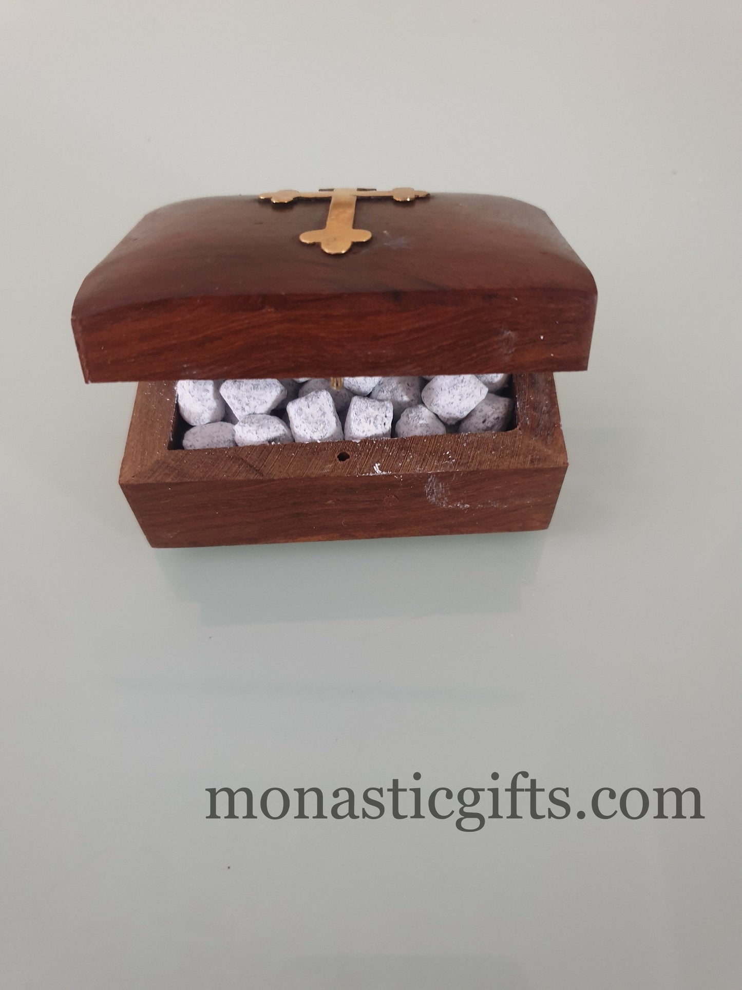 wooden Box with Christian Cross and metallic elements Handmade - Decorative box - Rustic wood box - Jewelry box