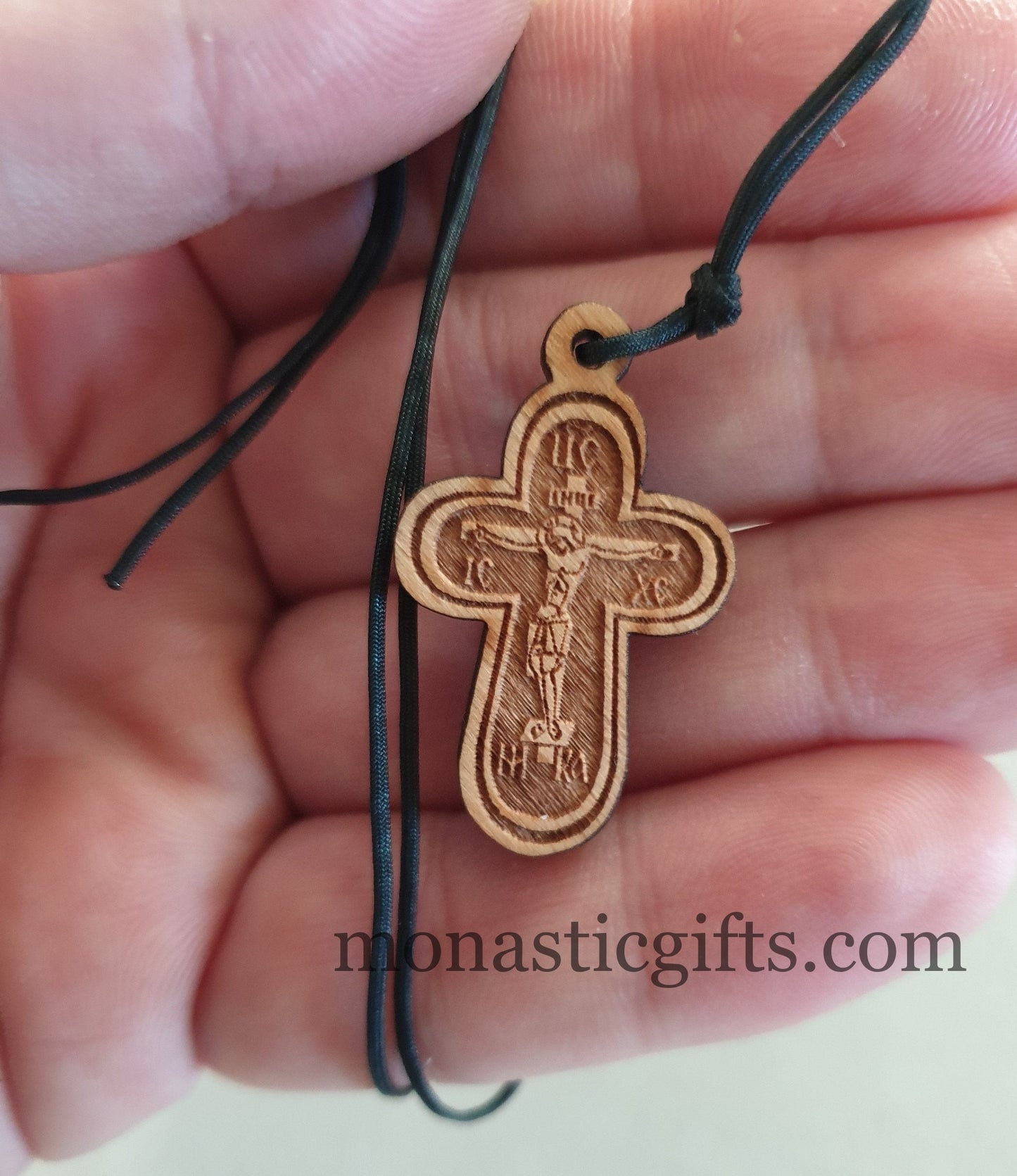 Christian Cross neck charm or Car mirror cross - Crucifix Olive Wood Cross