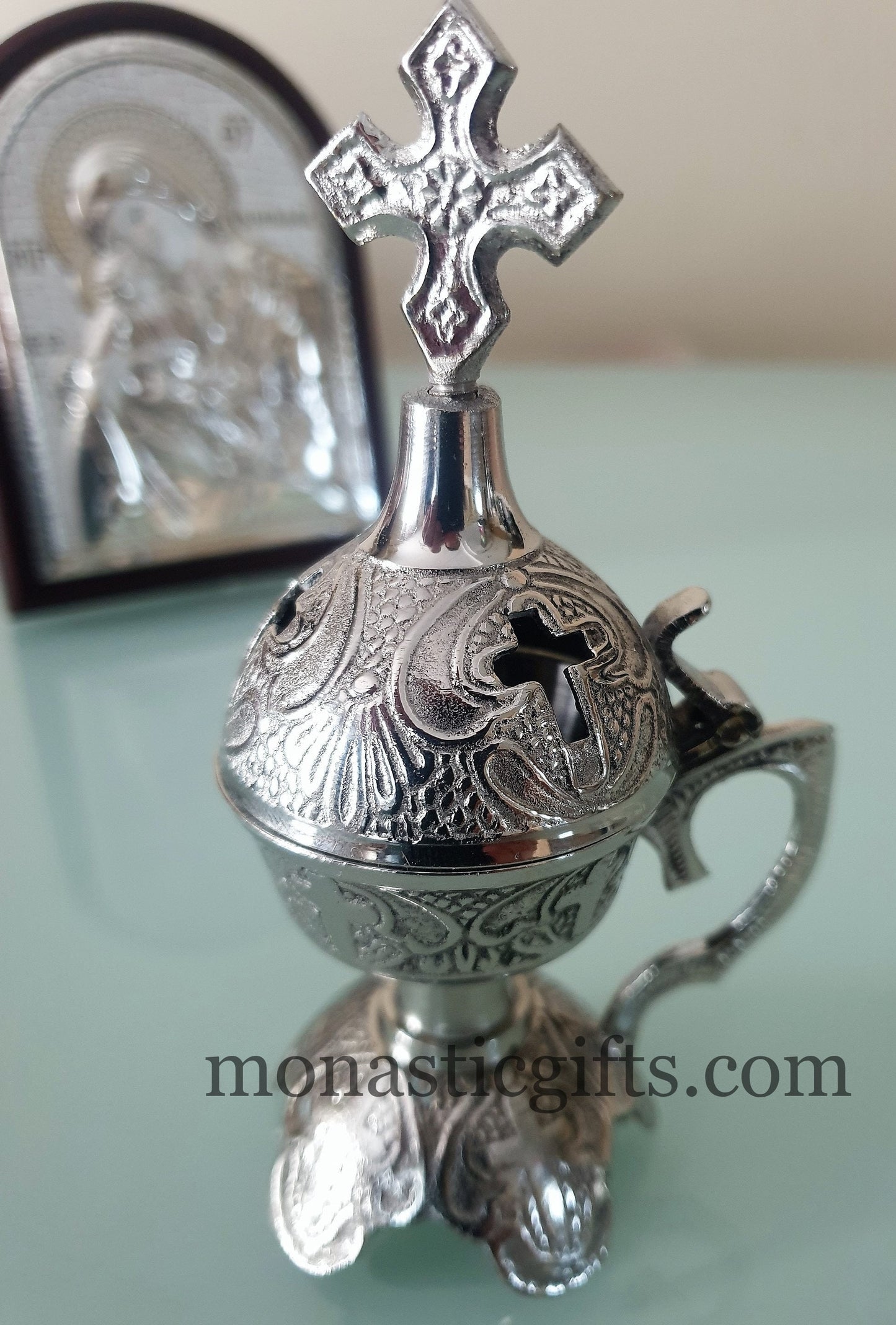 Vintage Incense Burner Carved - Perfume burner - Thurible Censer Little Church with handle Christian Artefact With free Gifts