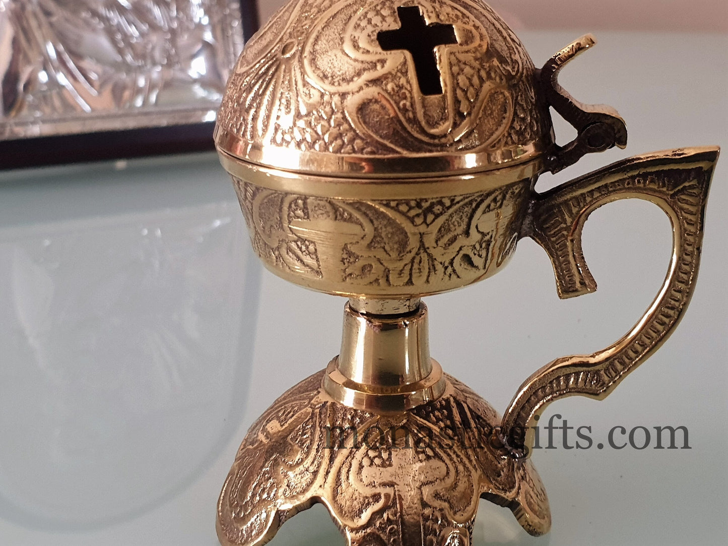 Incense Burner ,Handmade Burner with handle Christian Artefact With free Gifts
