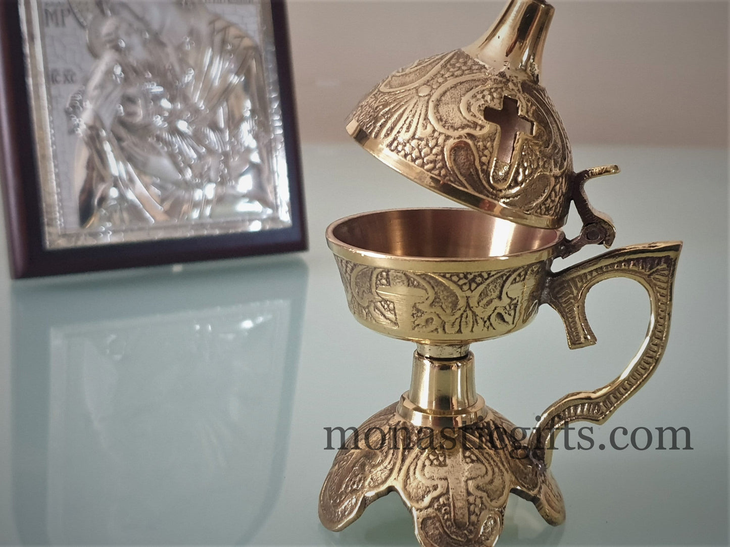 Incense Burner ,Handmade Burner with handle Christian Artefact With free Gifts