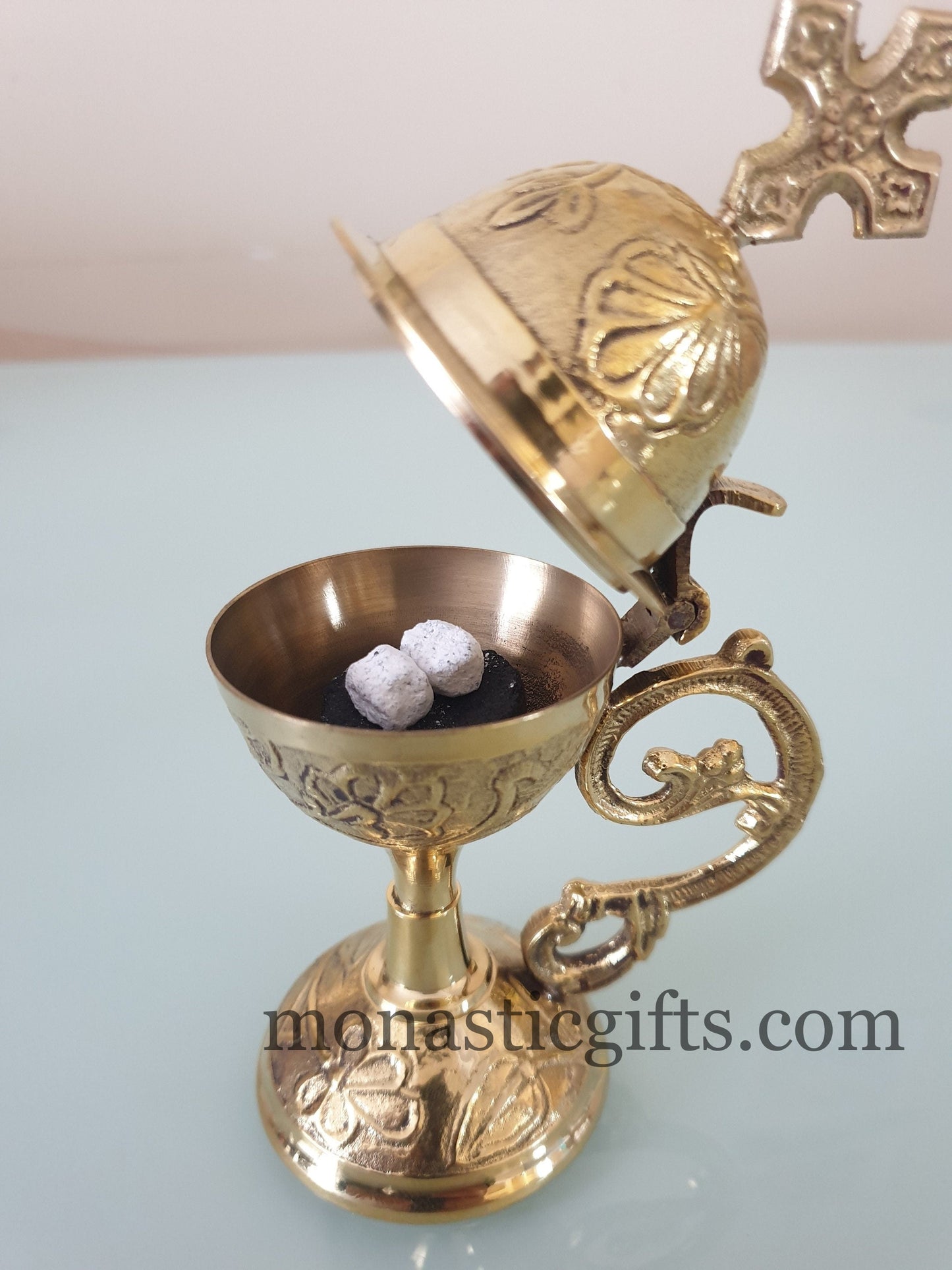Incense Burner brass Handmade - Perfume burner - Thurible Censer brass Little Church with handle Christian Artefact With free Gifts