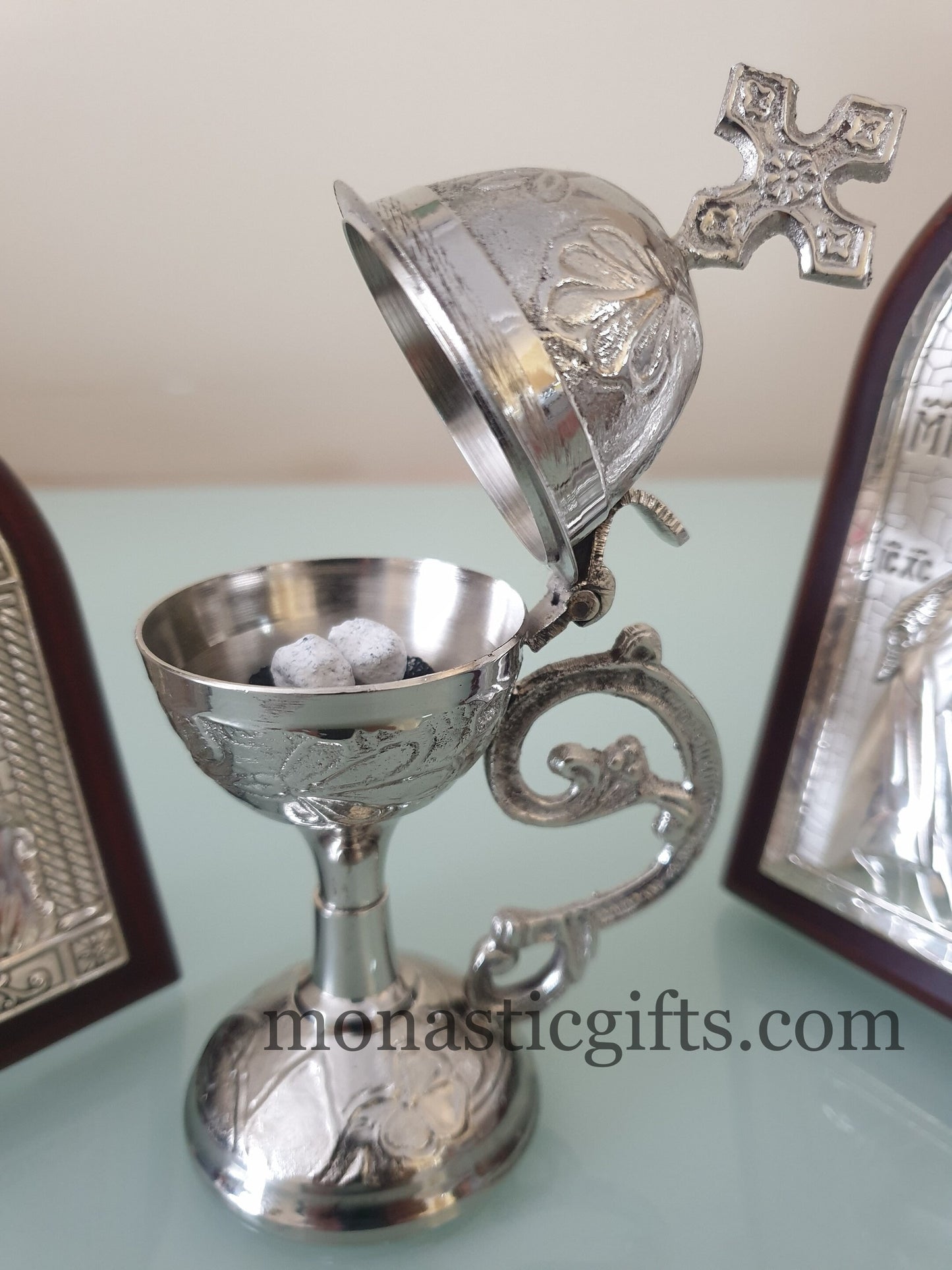 Incense Burner Curved Handmade - Perfume burner - Thurible Censer brass Little Church with handle Christian Artefact With free Gifts