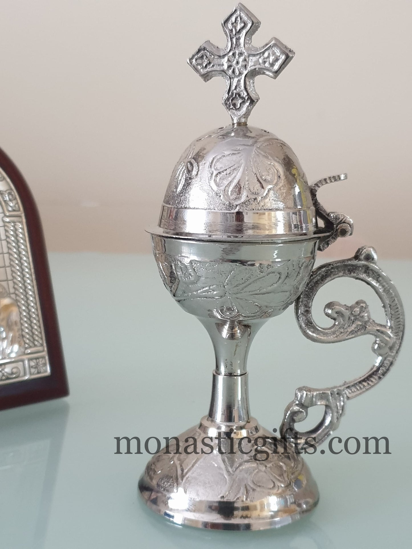 Incense Burner Curved Handmade - Perfume burner - Thurible Censer brass Little Church with handle Christian Artefact With free Gifts