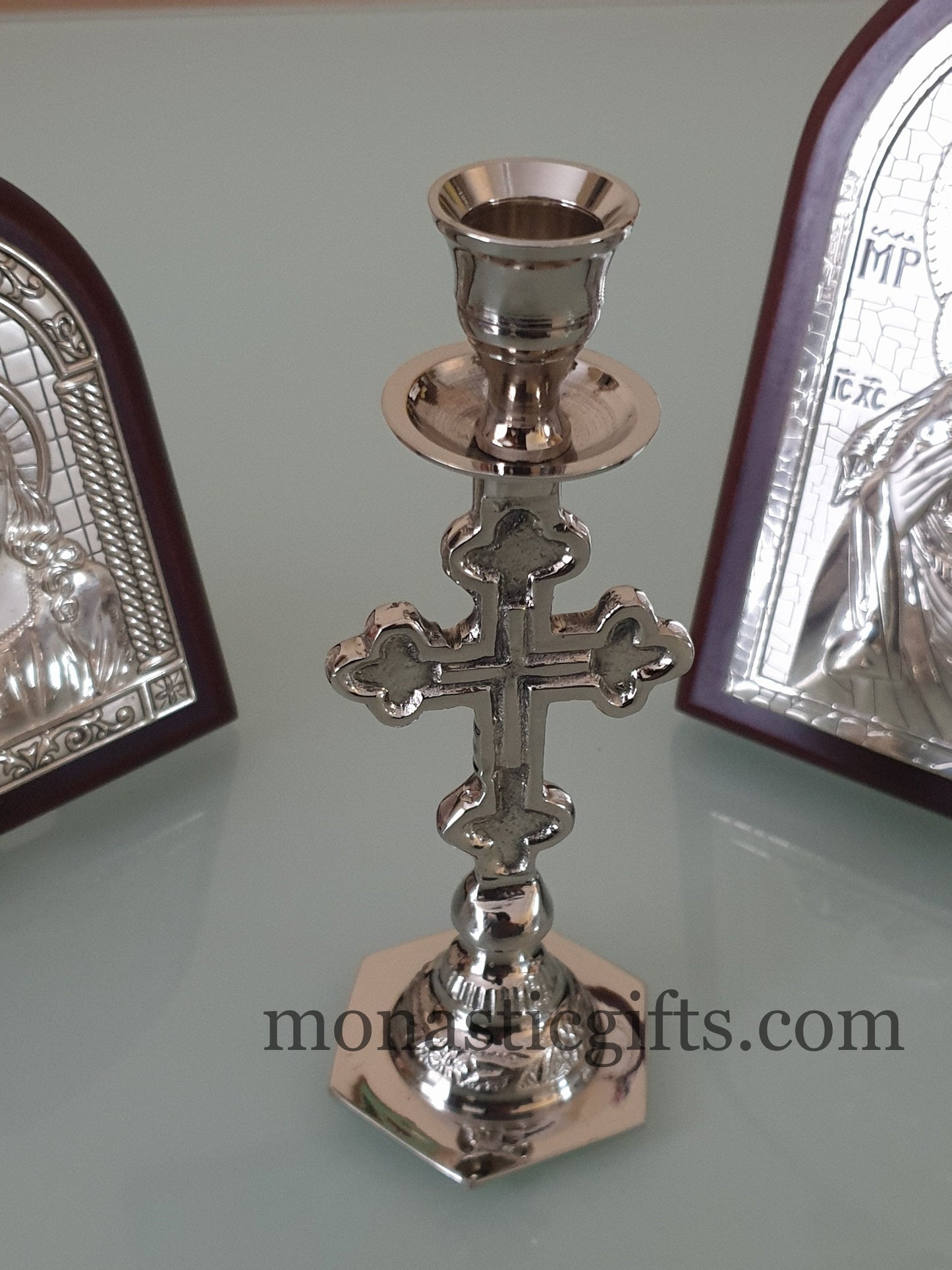 Curved Candlestick Candle Holder with cross Hand made candle holder 100% Authentic beatiful candle holder a perfect Christian Gift