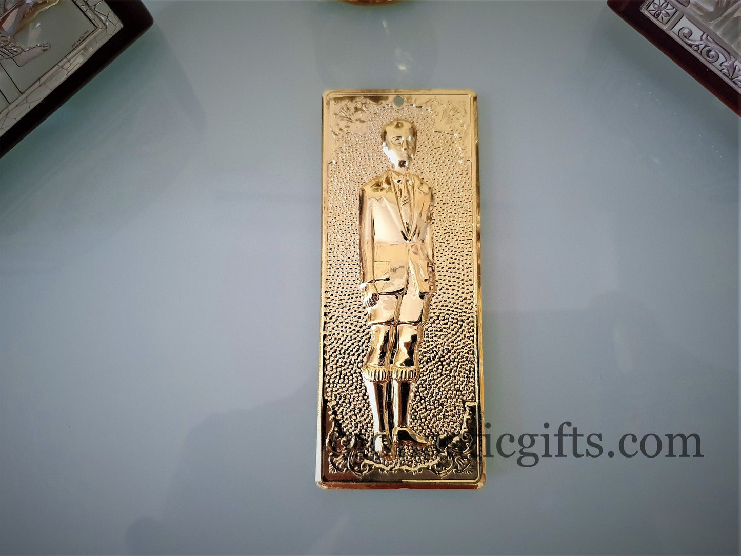 tama votive offering "Boy" votive Gold Colored Byzantine Greek Eastern Orthodox Promise Icon, Ex Voto