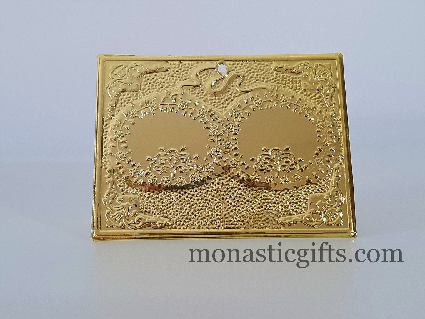 tama votive offering wedding wreath Gold Colored votive, Byzantine Greek Eastern Orthodox Promise Icon, Ex Voto