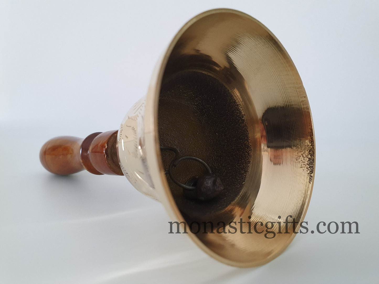 Vintage carved brass bell with wooden handle - Visitors Bell, Alter Bell, Dinner Bell, Travel , Meditation Bell,Great Gift for Teachers