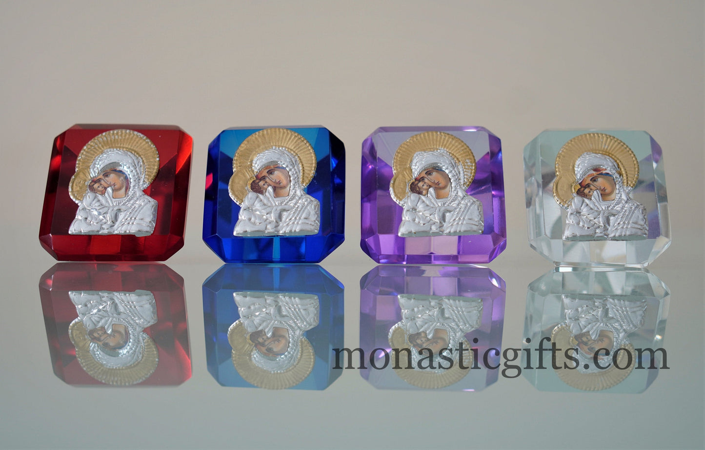 Virgin Mary Icon with Jesus on small stained glass Religious Gifts, Baptism Gift, Religious Art, New Mother Orthodox Christian Gift