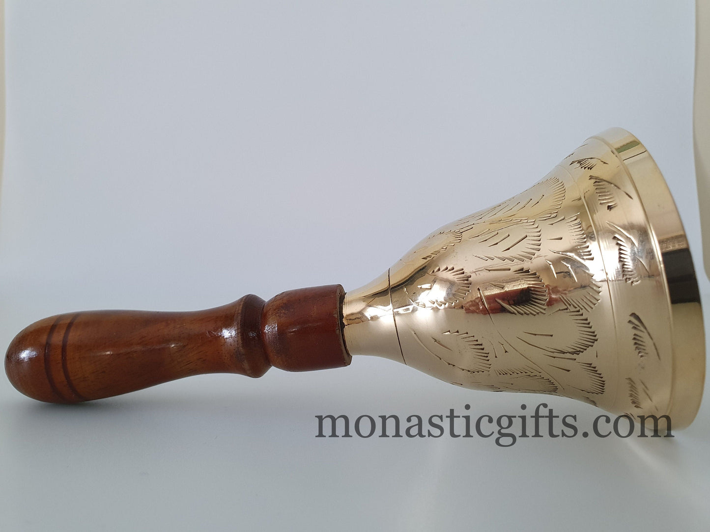 Vintage carved brass bell with wooden handle - Visitors Bell, Alter Bell, Dinner Bell, Travel , Meditation Bell,Great Gift for Teachers