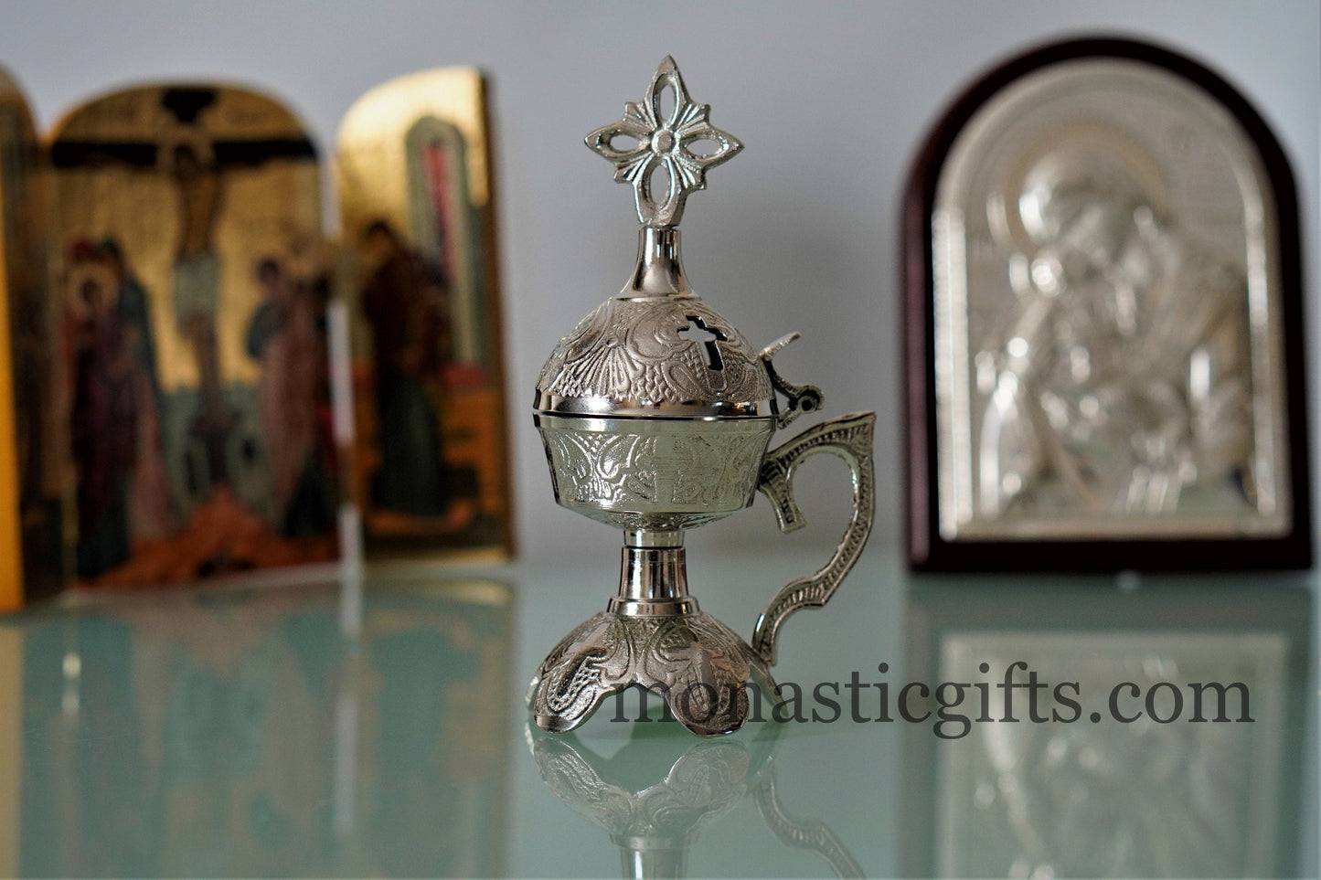 Vintage Incense Burner Carved - Perfume burner - Thurible Censer Little Church with handle Christian Artefact With free Gifts