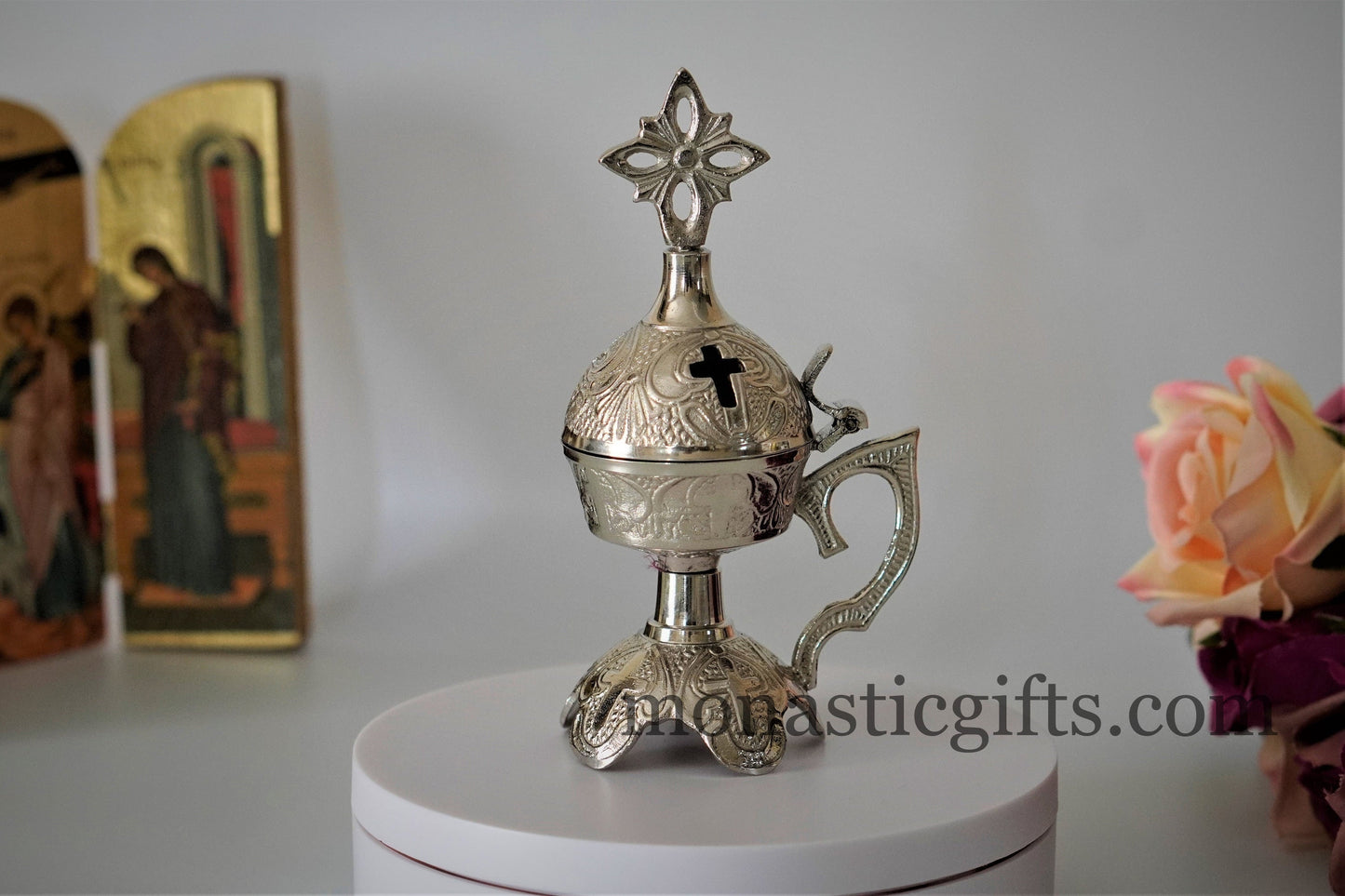 Vintage Incense Burner Carved - Perfume burner - Thurible Censer Little Church with handle Christian Artefact With free Gifts