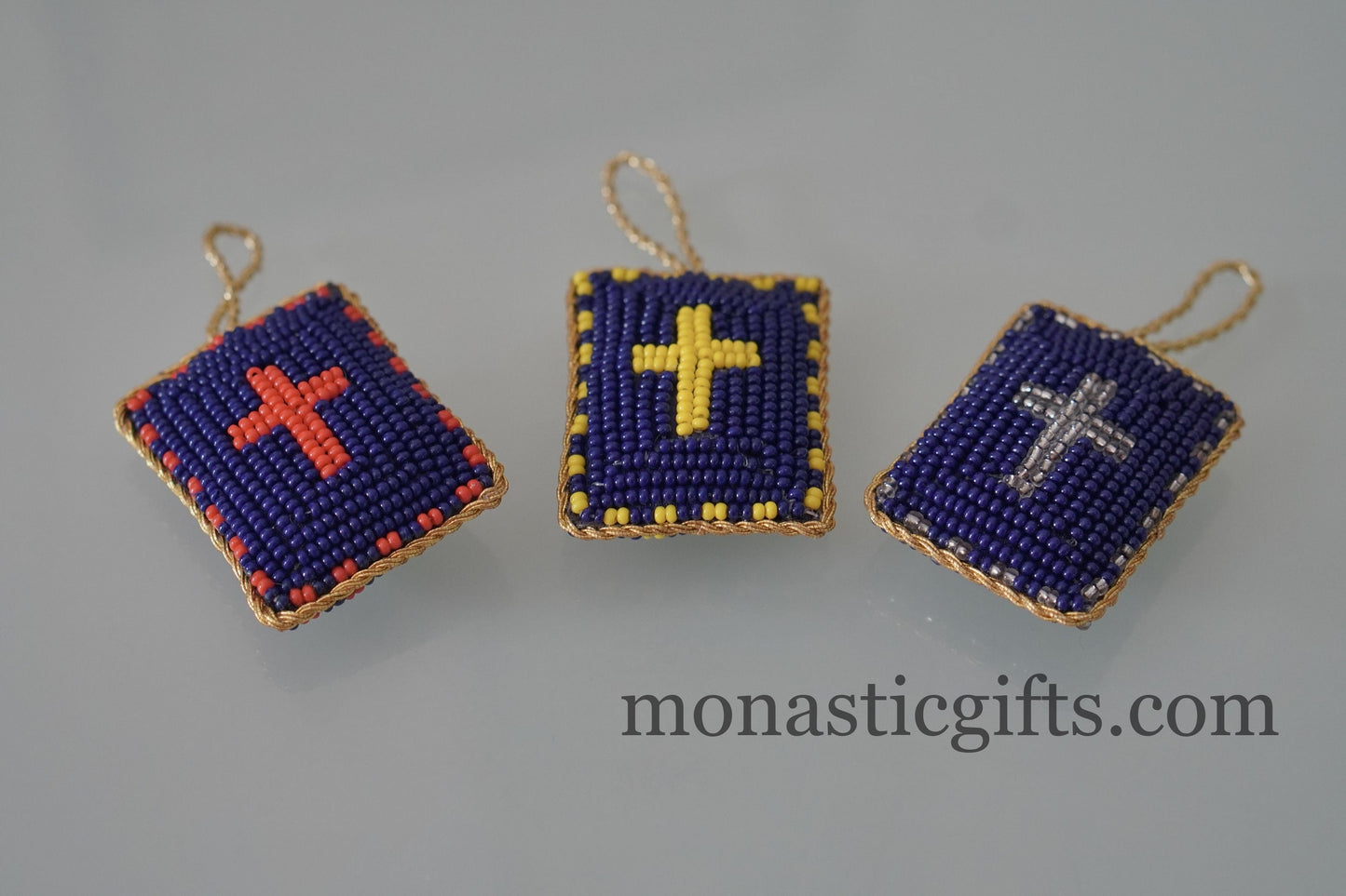 Christian traditional amulet with beads and gold thread Rectangular pendant ,Filakto Οrthodox,Catholic Gift, very beautiful like jewlery