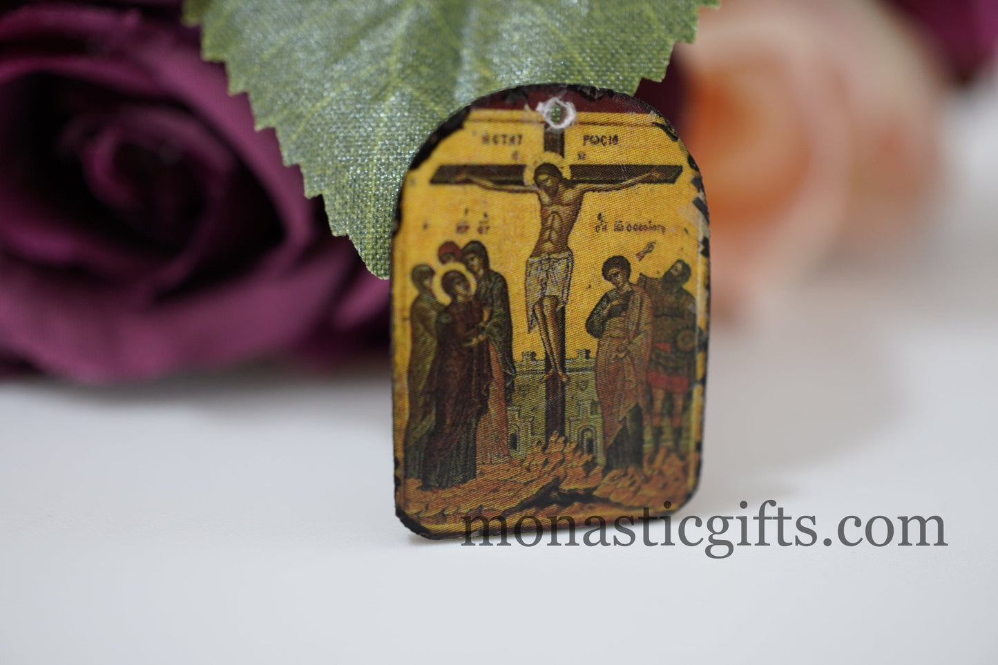Tiny Orthodox icons crucifix of jesus, 3pcs - Wood Byzantine Christian Tiny Orthodox Icon amazing idea to make orthodox gifts