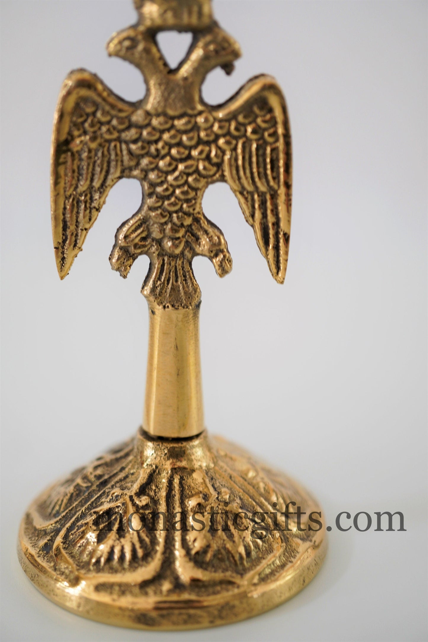 Brass Candlestick Candle Holder with Byzantine Double-headed eagle Handmade, perfect Christian Gift