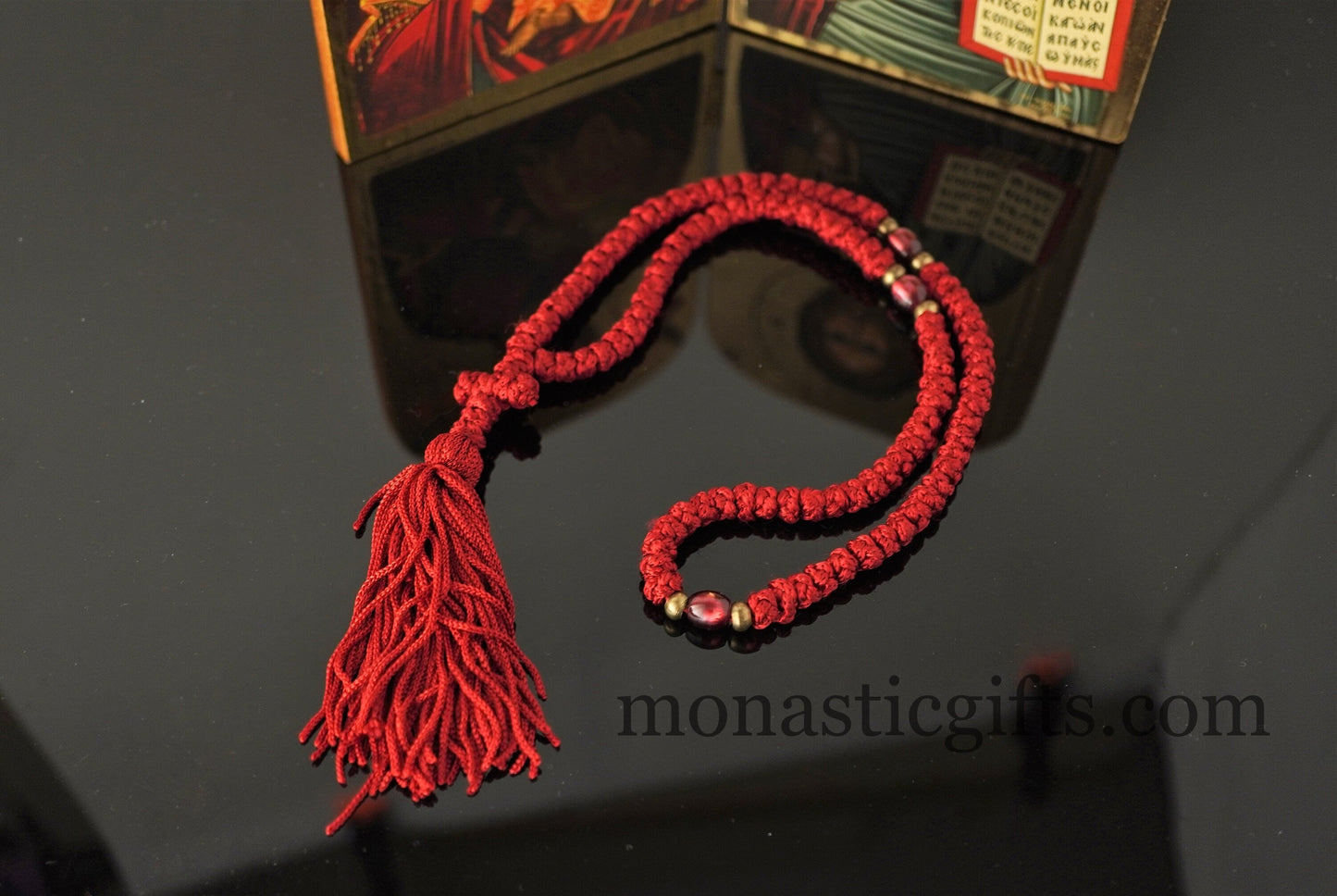 Orthodox Red Prayer Rope 100 knots - Rosary 100 Knots - Rosario - Komboskini - Rosenkranz