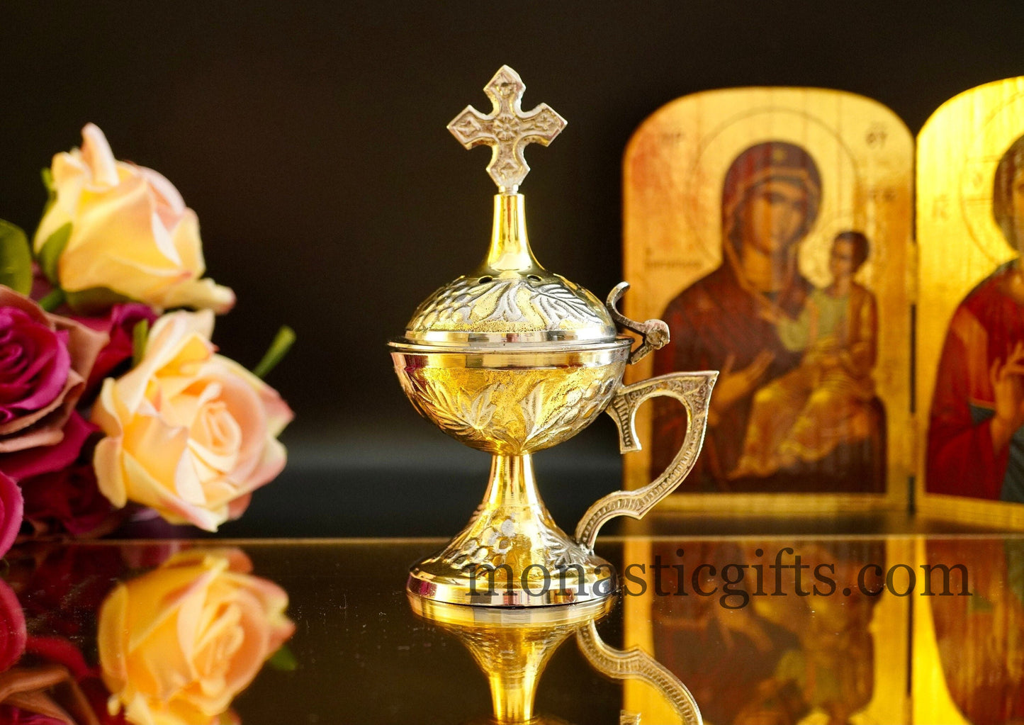 Traditional Incense Burner - Perfume burner - Handmade Burner with handle Christian Artefact With free Gifts