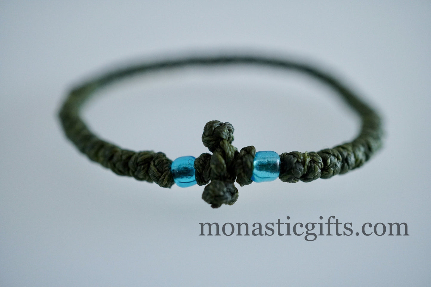 Handmade Greek Orthodox Waxed Prayer Bracelet - Adjustable Thin Komboskini Rope with Beads