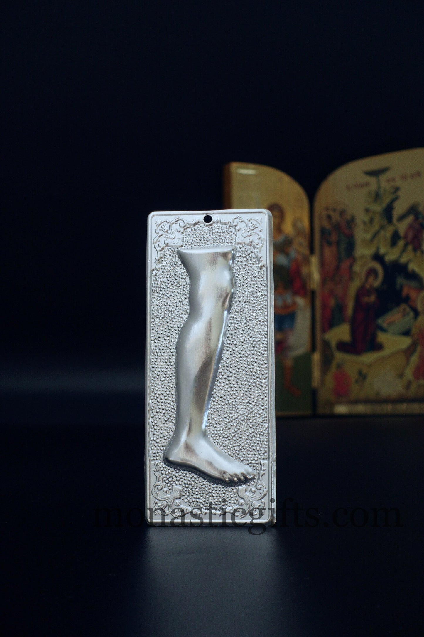 tama votive offering "Right Leg" votive, Byzantine Greek Eastern Orthodox Promise Icon, Ex Voto