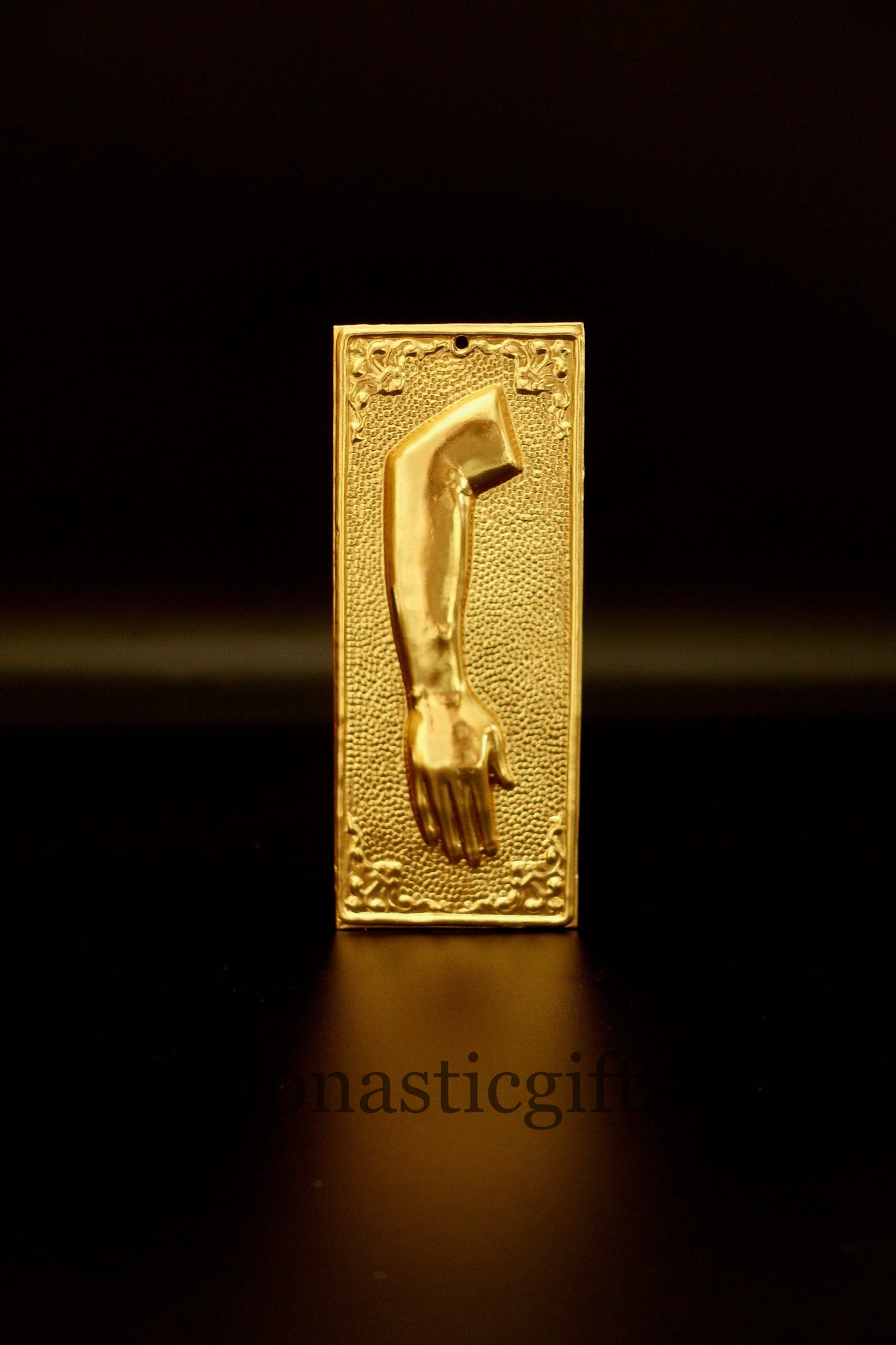 tama votive offering " Right Arm" votive Colored Gold, Byzantine Greek Eastern Orthodox Promise Icon, Ex Voto