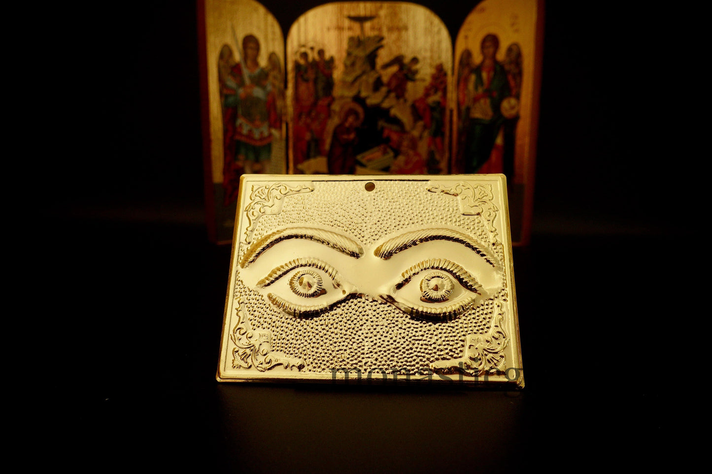 tama votive offering ''Eyes'' Gold Colored votive, Byzantine Greek Eastern Orthodox Promise Icon, Ex Voto