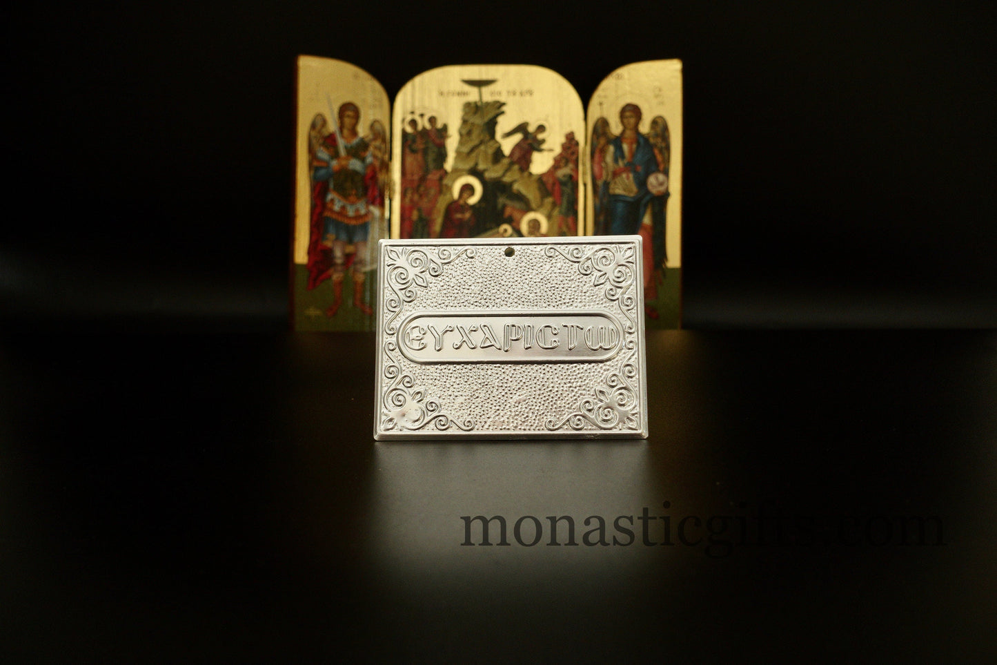 tama votive offering "ευχαριστω" votive, Byzantine Greek Eastern Orthodox Promise Icon, Ex Voto