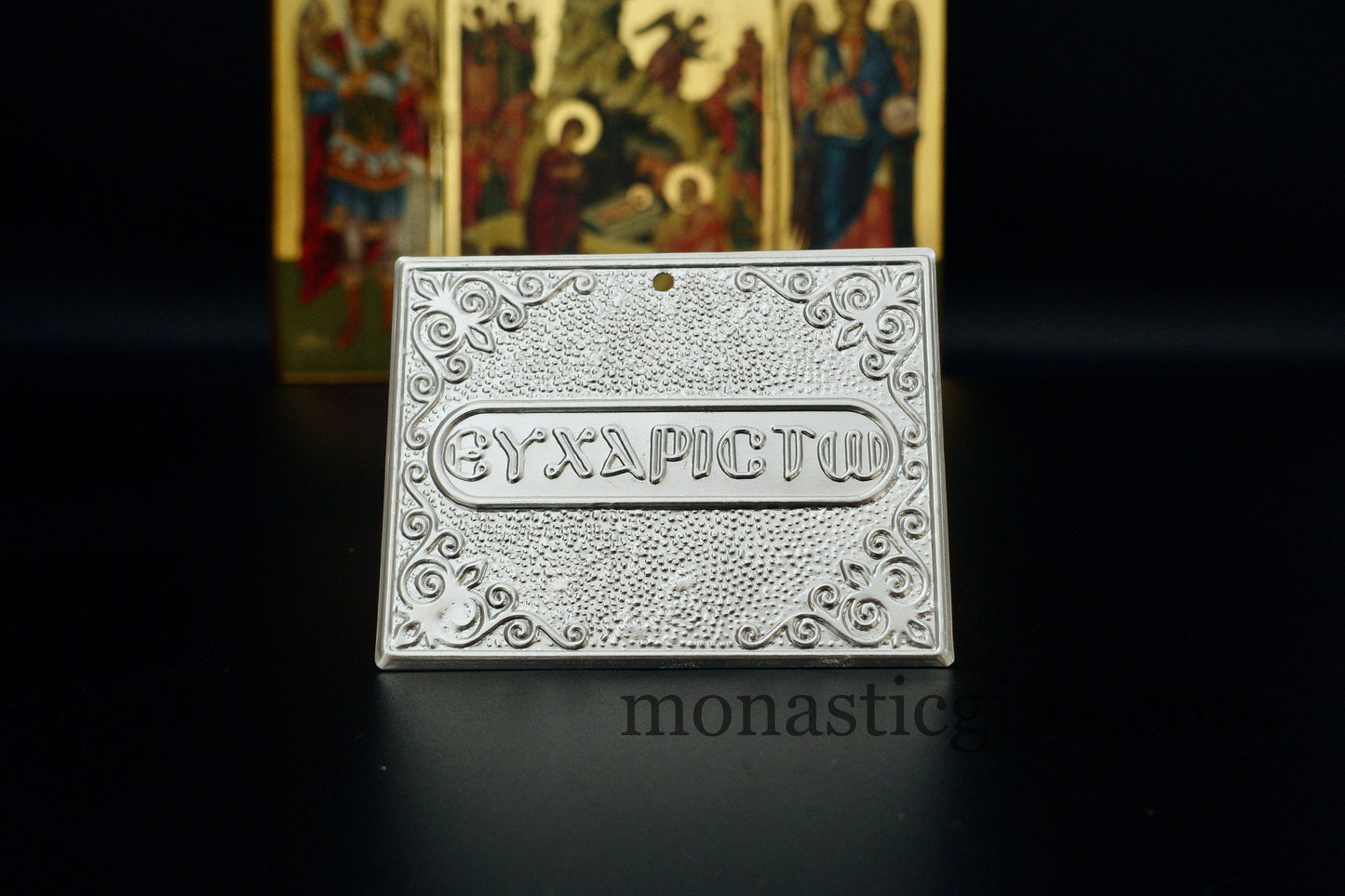 tama votive offering "ευχαριστω" votive, Byzantine Greek Eastern Orthodox Promise Icon, Ex Voto