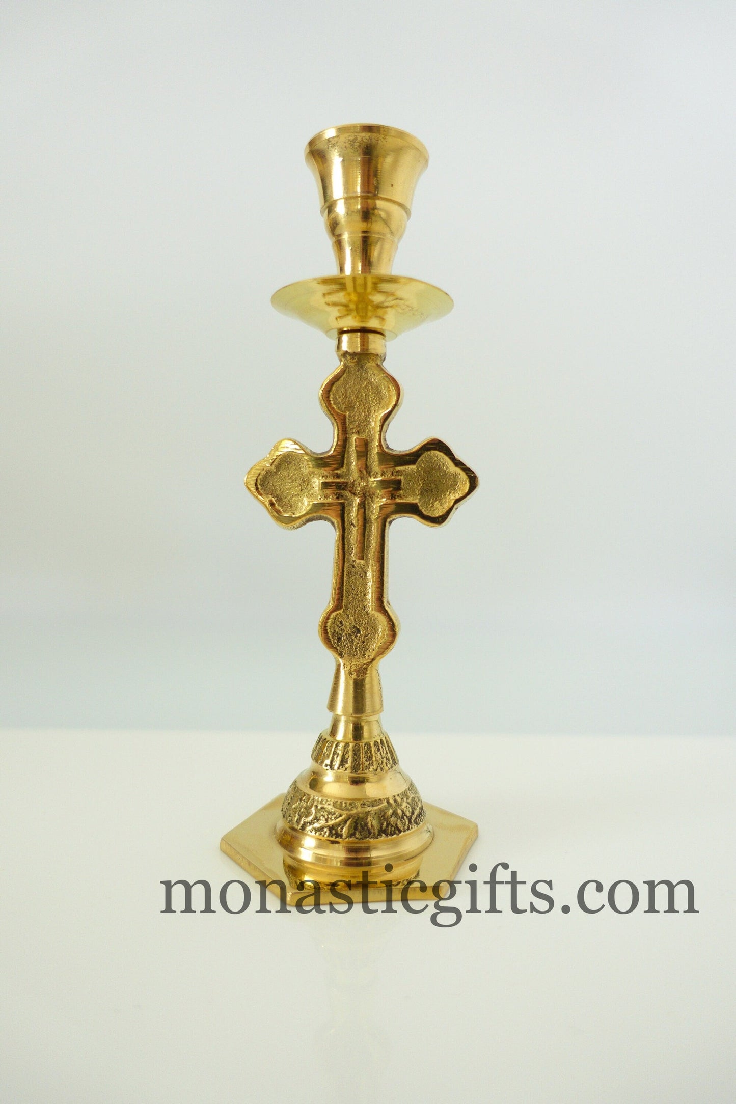 Brass Candlestick Candle Holder with cross Handmade 100% Authentic a perfect Christian Gift