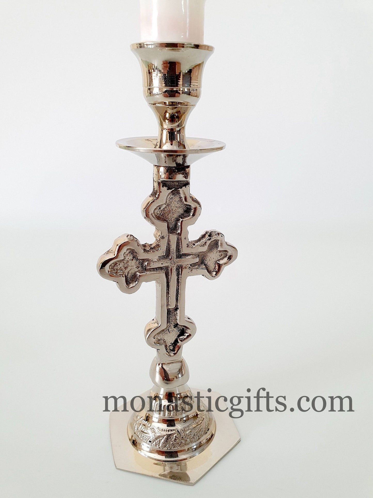 Curved Candlestick Candle Holder with cross Hand made candle holder 100% Authentic beatiful candle holder a perfect Christian Gift