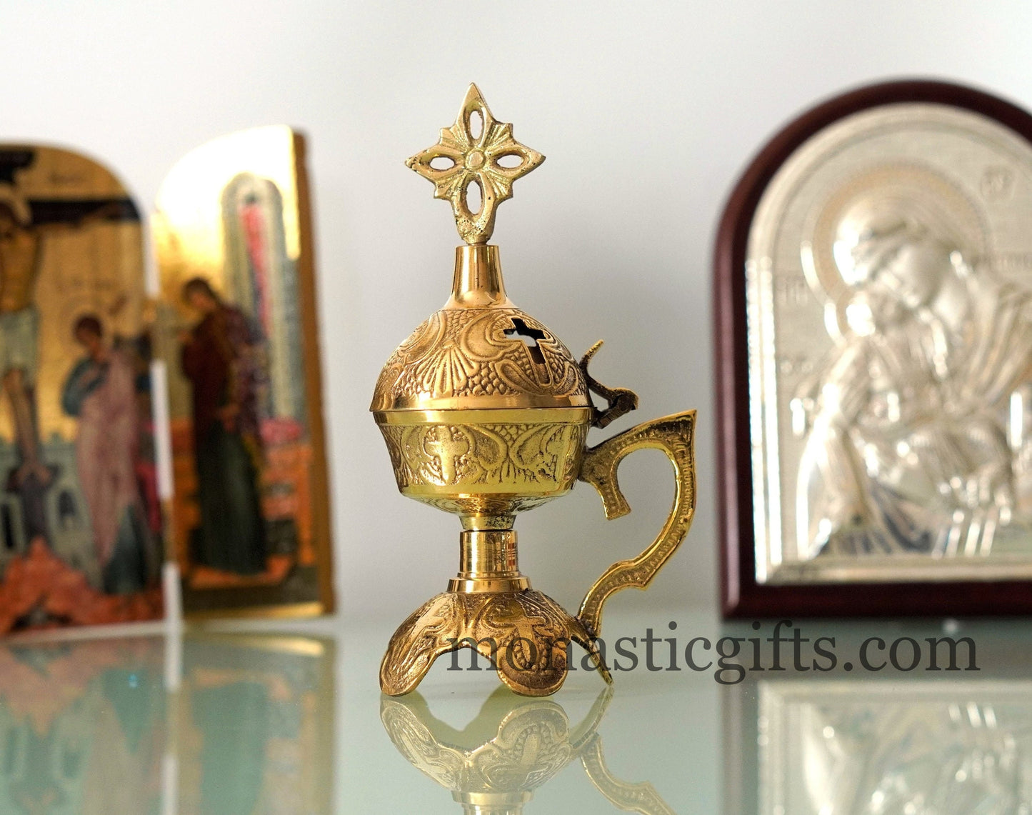 Incense Burner ,Handmade Burner with handle Christian Artefact With free Gifts