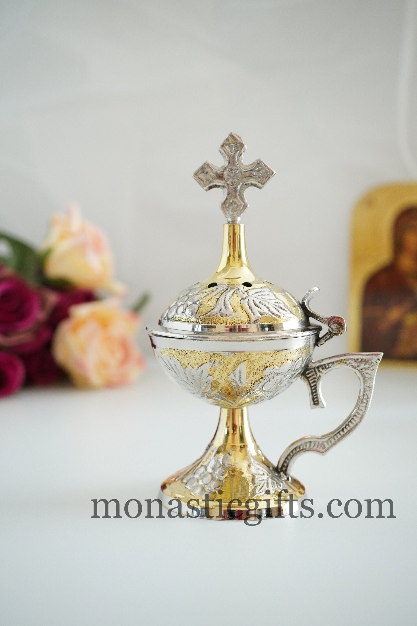 Traditional Incense Burner - Perfume burner - Handmade Burner with handle Christian Artefact With free Gifts