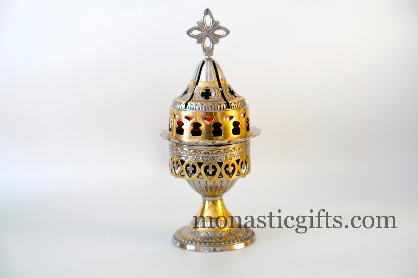 Handmade Brass nickel Standing Oil Lamp original and heavy 560gr. Oil Lamp- Oil Candle with Glass Cup Home Decor a perfect Christian Gift
