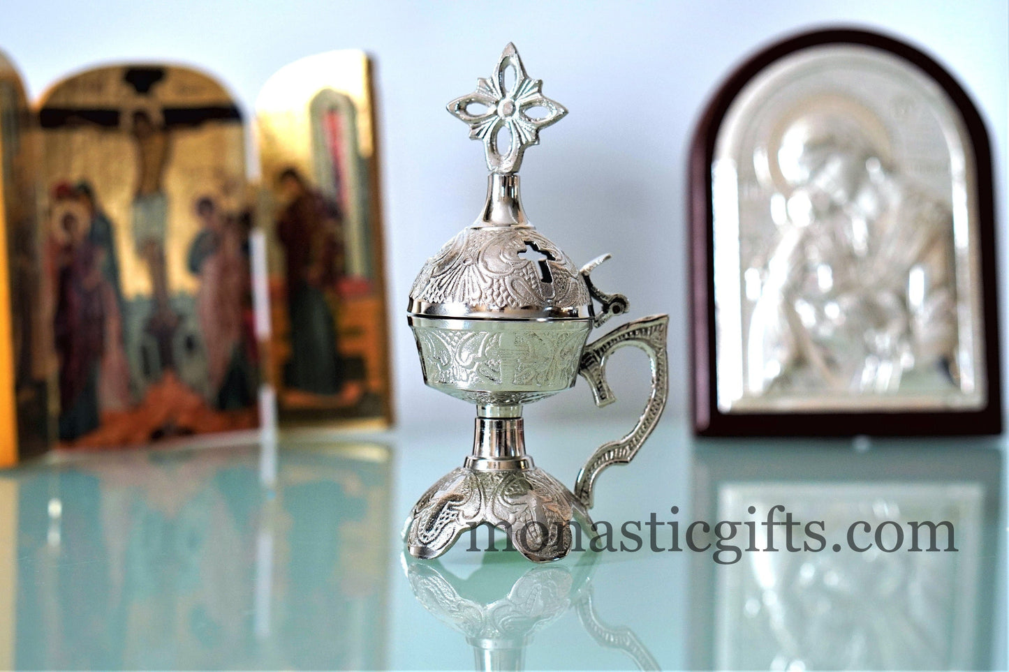 Vintage Incense Burner Carved - Perfume burner - Thurible Censer Little Church with handle Christian Artefact With free Gifts