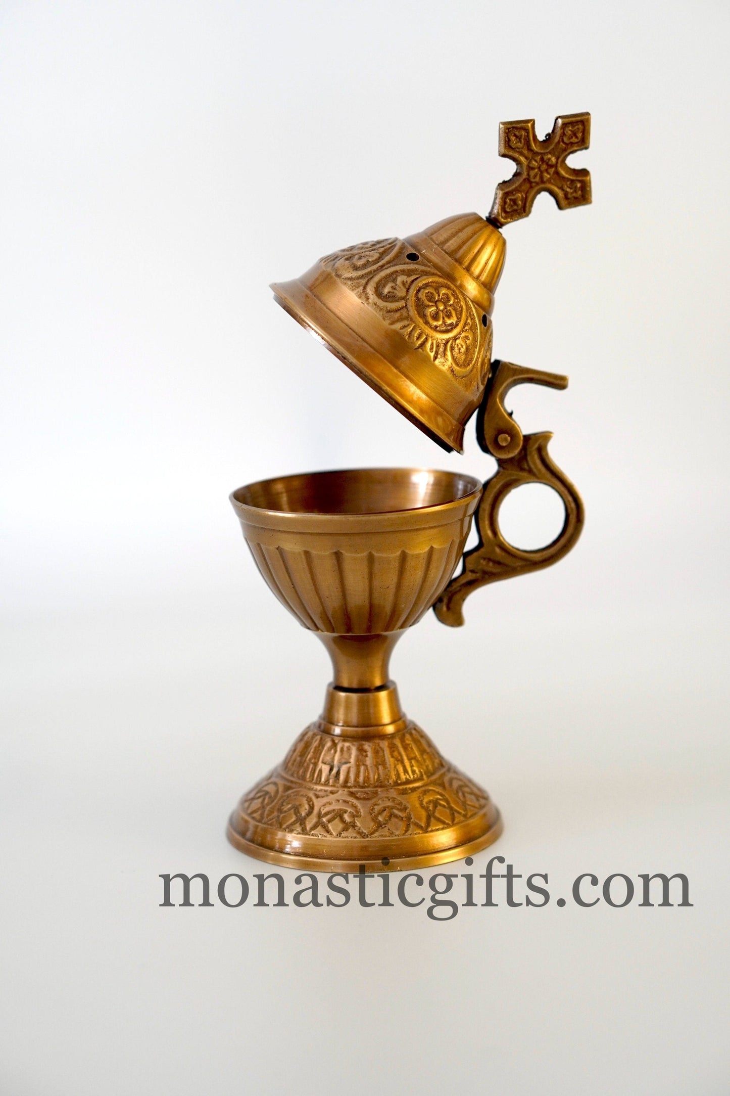 Carved antique brass home censer, Handmade Burner with handle Christian Artefact With free Gifts