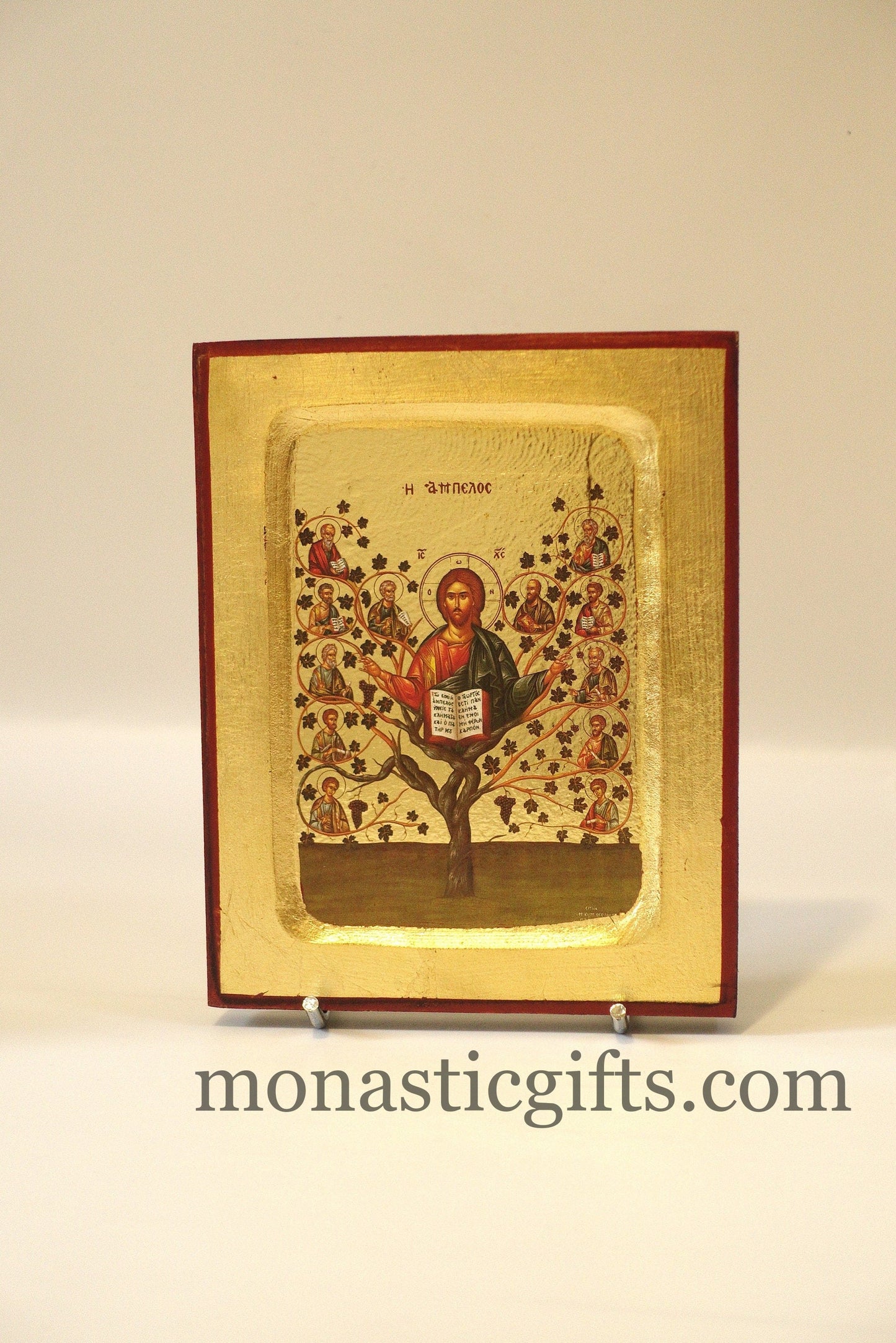 Jesus Christ Ampelos icon,Ampelos icon, Jesus the True Vine icon, Apostles of Jesus, True Vine Icon, Byzantine icon of our Lord.