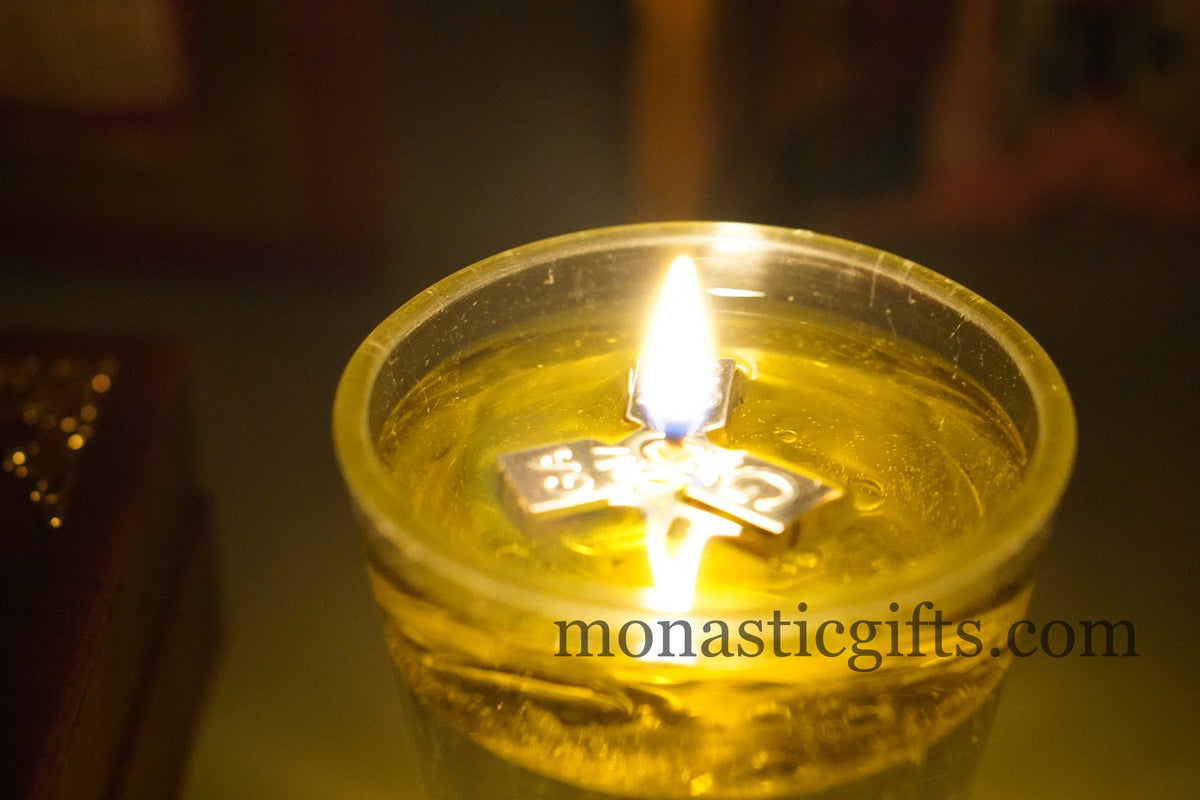 Triangular natural cork floats for vigil oil lamps with metal wick collar set of 25 pieces made in Greece