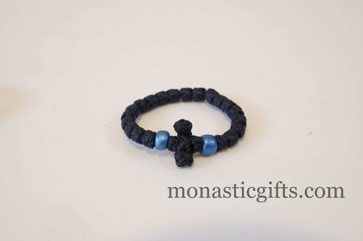 Finger Prayer waxed Rope komboskini with cross, rosary, Chotki- waxed thin with beads and cross - Orthodox Gift