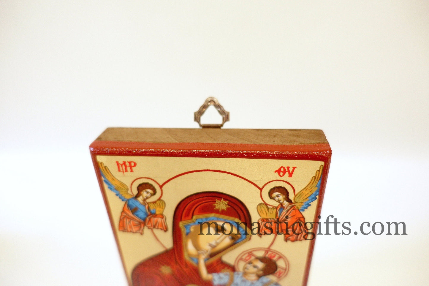 Mother of God Handmade Orthodox Icon, Byzantine art wall hanging icon on wood plaque, religious gift
