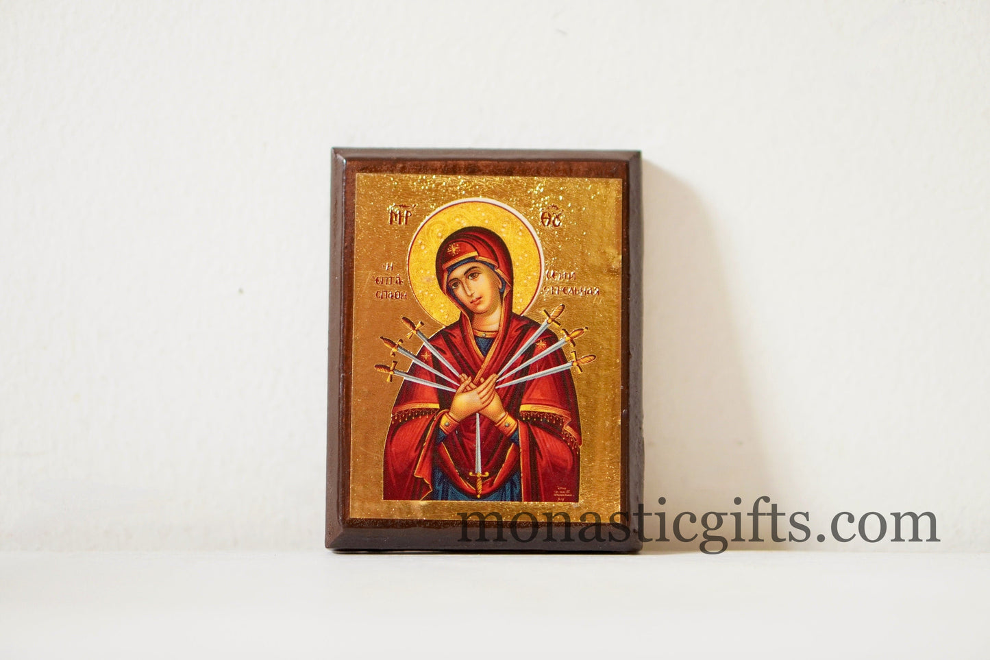Virgin Mary Seven Swords byzantine icon in magnet ,refrigerator magnet.