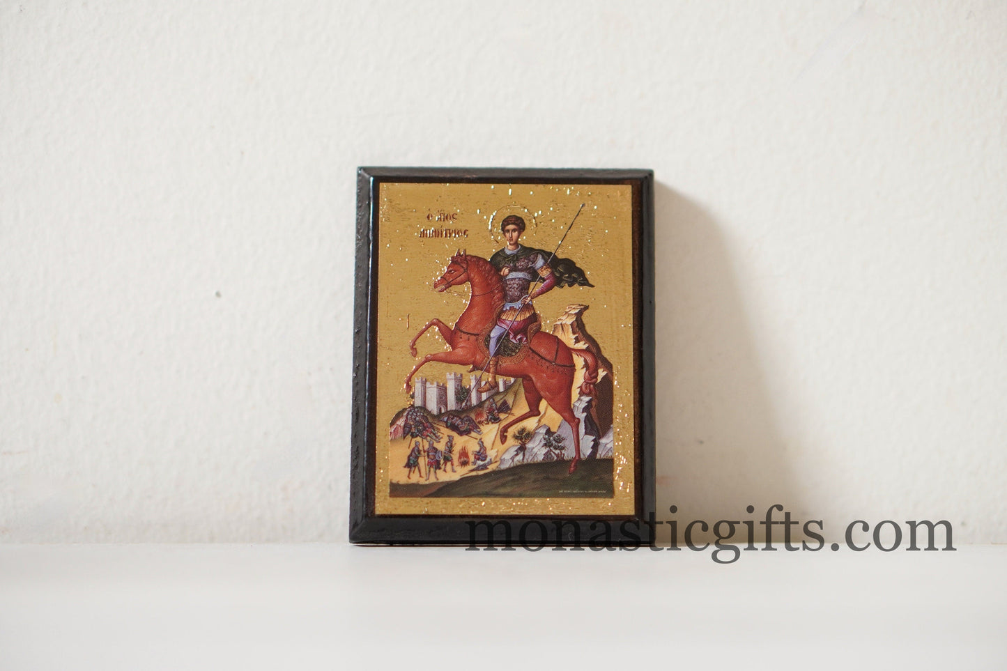 Saint Demetrios Dimitrios Handmade Wooden Magnet Icon — Refrigerator & Magnetic Altar Scale