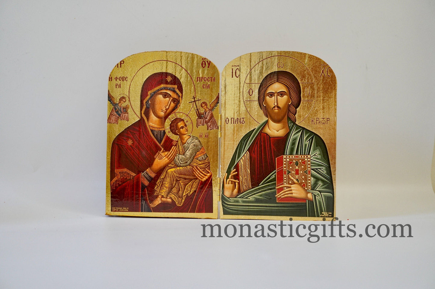 Diptych wooden Icon with Virgin Mary Fobera - Prostasia and the Jesus Christ , Greek Orthodox Icon , Home Decor,Orthodox Gift