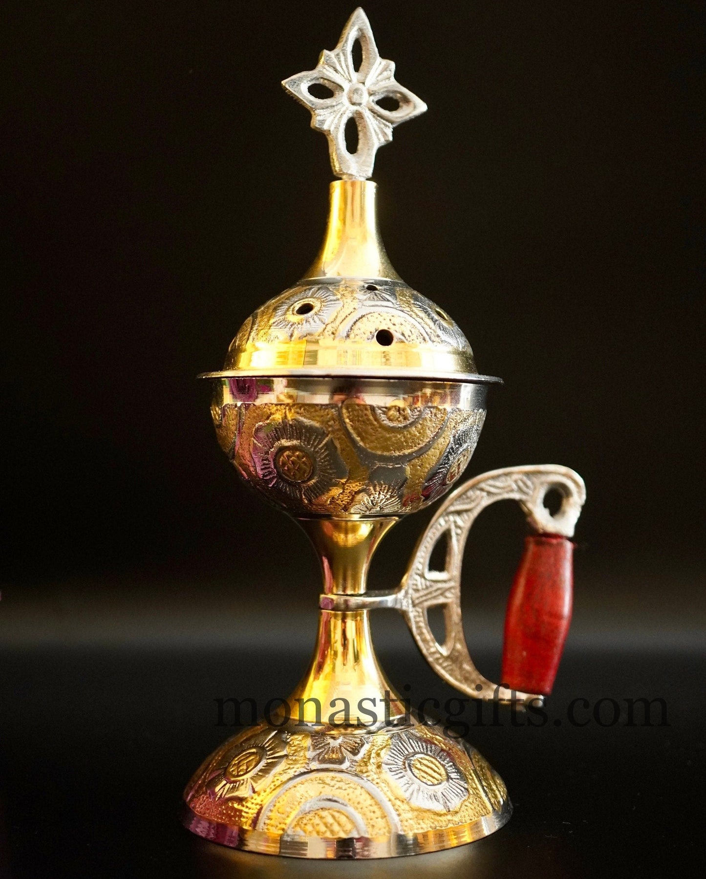 Brass Nickel, Incense Burner (210gr) Handmade with handle and free Gifts
